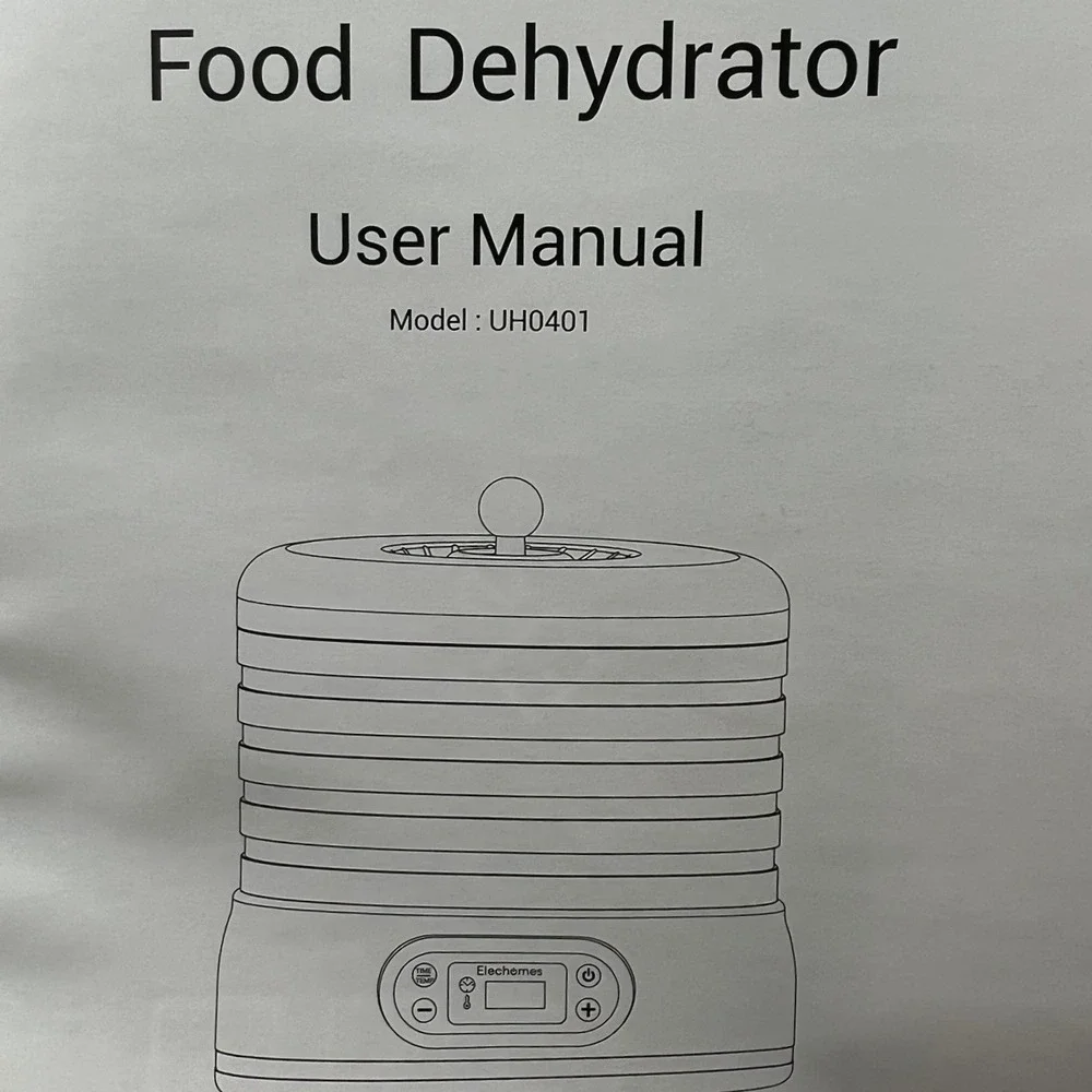 Elechomes Food Dehydrator UH0401 6-Tray Black New Digital Timer 400W